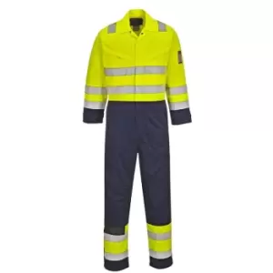 Image of Portwest - MV28YNRS - sz S Hi-Vis Modaflame Coverall - Yellow/Navy - Yellow/Navy