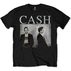 Image of Johnny Cash - Mug Shot Unisex Medium T-Shirt - Black