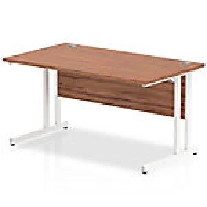Image of Impulse 1400/800 Rectangle White Cantilever Leg Desk Walnut
