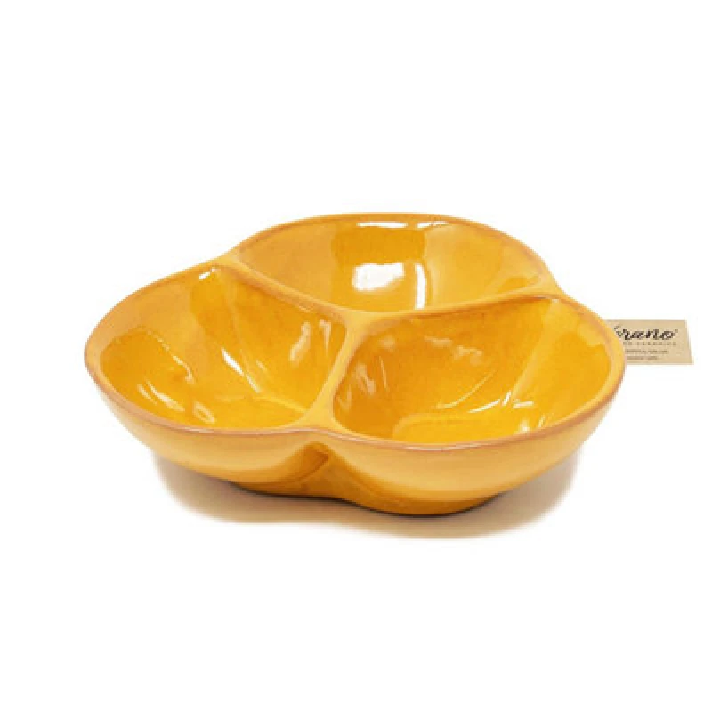 Image of Verano Spanish Ceramics Selena Glazed Hand Dipped Kitchen Dining Snack Trio Dish Medium Orange (D) 18Cm