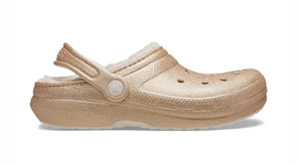 Image of Crocs Kids Classic Lined Glitter Clogs Frosted Glitter J1