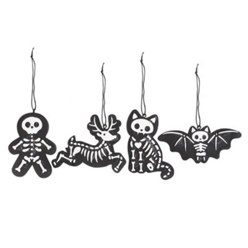 Image of Something Different Something Different Skeleton Cookie Ornament Set (Pack of 4) in Black One Size Unisex 5063527834645