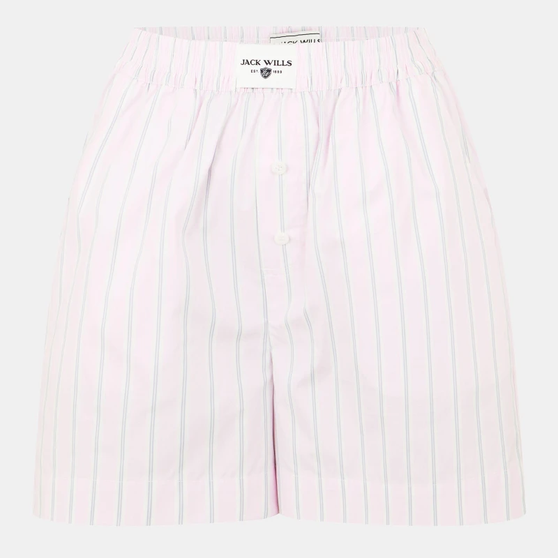 Image of Jack Wills Womens Poplin Woven Tracksuit Shorts Pink Stripe female 8 (XS)