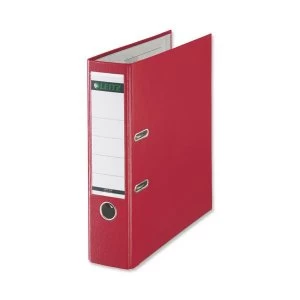 Image of Leitz Lever Arch File Plastic 80mm Spine Foolscap Red Ref 1110-00-25 Pack 10