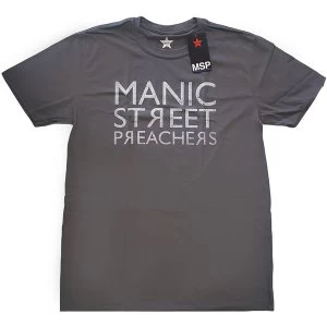 Image of Manic Street Preachers - Reversed Logo Unisex Medium T-Shirt - Grey