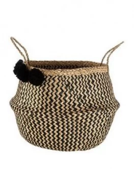 Image of Premier Housewares Seagrass Basket With Pom Poms