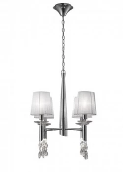 Image of Ceiling Pendant 4+4 Light E14+G9, Polished Chrome with White Shades & Clear Crystal