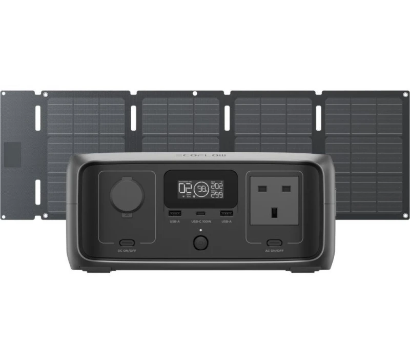 Image of ECOFLOW River 3 UPS & 45 W USB Type-C Portable Solar Panel, Black 4895251638340