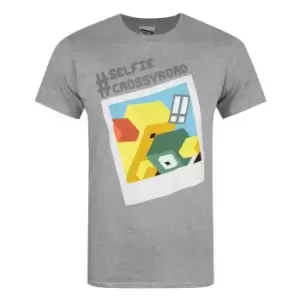 Image of Crossy Road Mens Official Selfie Short Sleeved T-Shirt (Medium) (Light Grey)