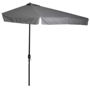 Image of Outsunny 2.3m Half Parasol Semi Round Umbrella Patio Metal Frame Crank Handle for Balcony-- NO BASE INCLUDED, Grey