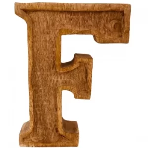 Image of Letter F Hand Carved Wooden Embossed