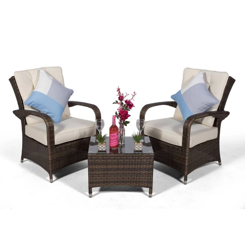 Image of Thats Furniture Giardino Arizona 2 Seat Garden Lounge Chair Set in Brown Brown Unisex