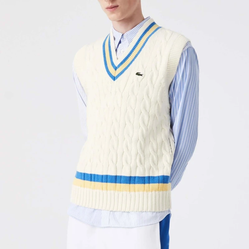 Image of Lacoste Classic Fit Fool Sweater Vest - Cream Cream L