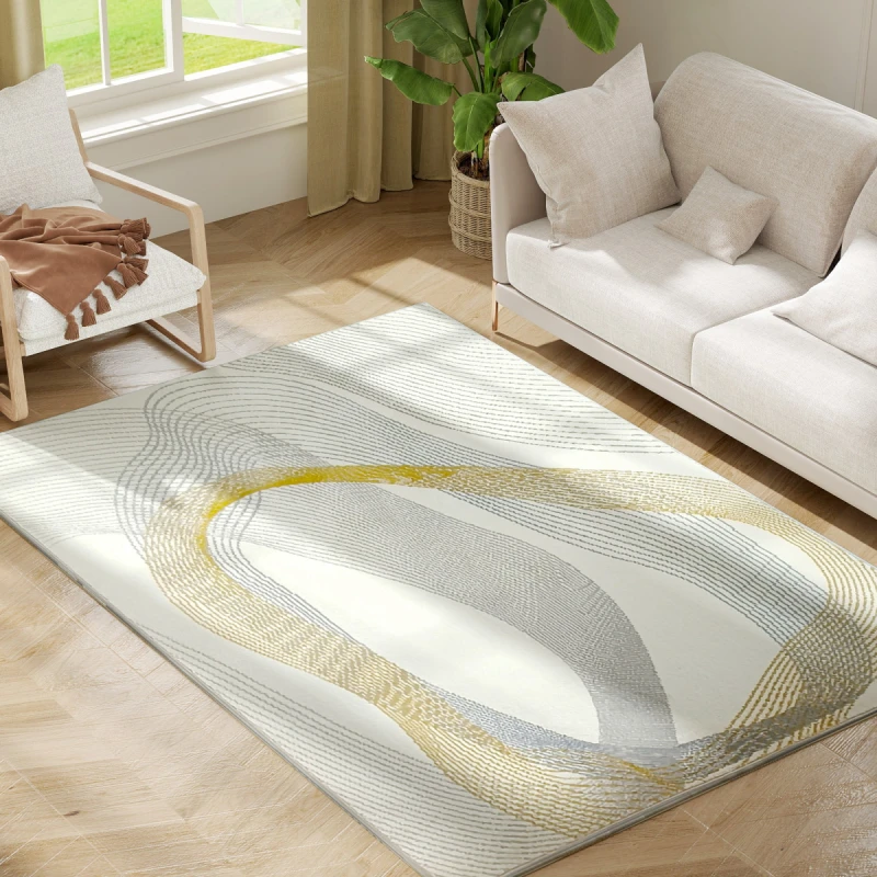 Image of HOMCOM HOMCOM Machine Washable Area Rug, Allergy-Friendly Floor Carpet, Cream White Size: 120cm x 170cm Cream 120cm x 170cm Unisex 5063603323582