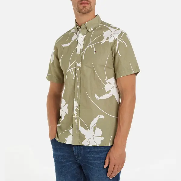 Image of Tommy Hilfiger Tropical Print Organic Cotton Shirt - M Multi Shirts male MW0MW345870H7 M