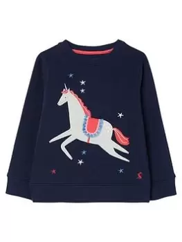 Image of Joules Girls Mackenzie Horse Star Sweat Top - Navy, Size Age: 8 Years, Women