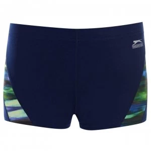 Image of Slazenger Curve Panel Swimming Boxers Junior - Navy/Green