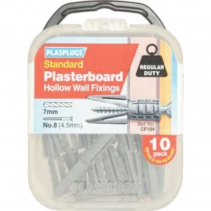 Image of Plasplugs Plasterboard Hollow Wall Fixings Pack of 10
