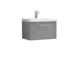 Image of Nuie Deco 600mm Wall Hung Single Drawer Vanity & Basin 3 - Satin Grey