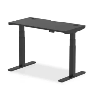 Image of Air Black Series 1200 x 600mm Height Adjustable Desk Black Top with Cable Ports Black Leg