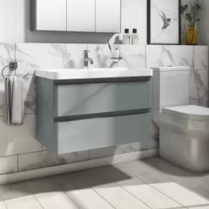 Image of 800mm Light Grey Wall Hung Vanity Unit with Basin - Pendle