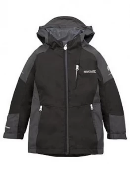 Image of Regatta Boys Junior Calderdale II Hooded Jacket - Black/Grey, Size 3-4 Years