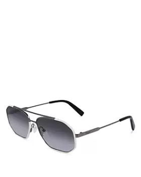 Image of Ferragamo Leather Wrapped Pilot Sunglasses, 60mm