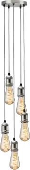 Image of Knightsbridge CALLA - 230V E27 Vintage 5 Light Pendant - Brushed Chrome - CALVI5PBC