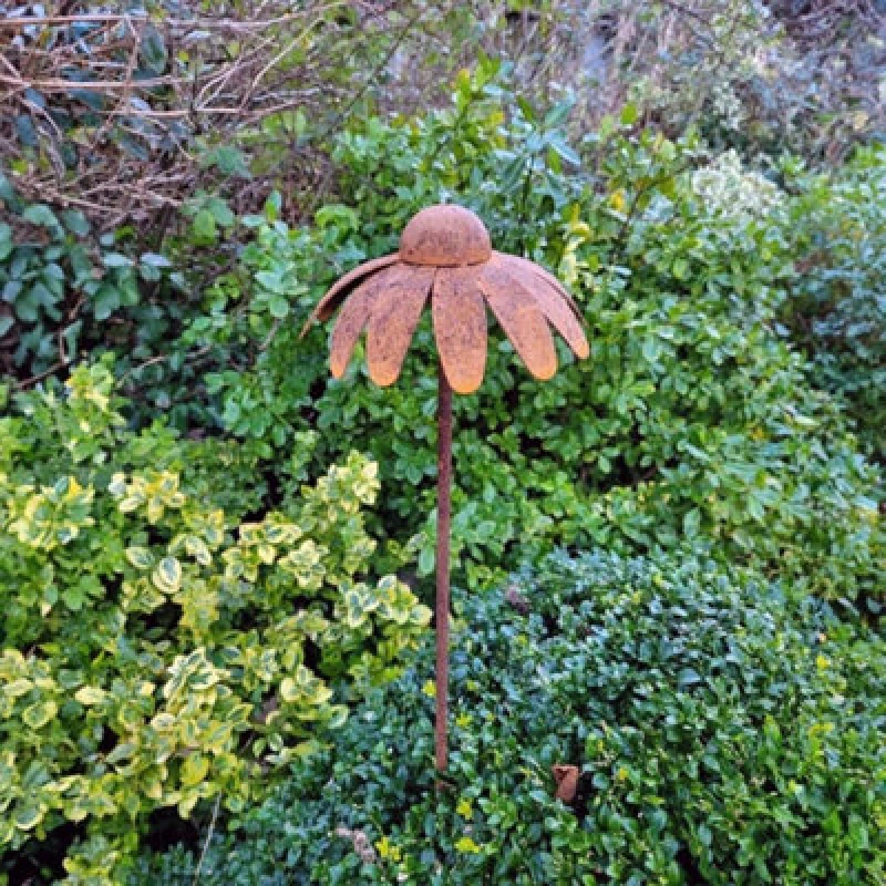 Image of Poppy Forge 2 Feet Cone Flower Plant Pin (Pack Of 3) - Bare Metal/ready To Rust