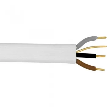 Image of Zexum White 2.5mm 24A Brown Black Grey Three Core and Earth 6243B Flat LSZH Low Smoke Zero Halogen Harmonised Lighting Power Cable - 25 Meter