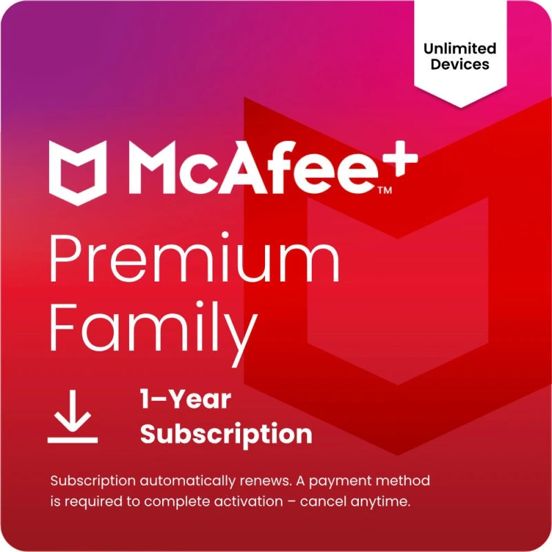 Image of McAfee Premium - Family Digital Download for Unlimited Devices, 1 Year Subscription [Auto-Renews with McAfee]