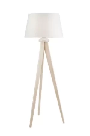 Image of Aida Floor Lamp With Fabric Shade Old White, 1x E27
