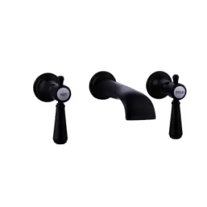 Image of Black Wall Mounted Basin Mixer Tap - Helston