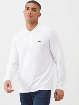 Image of Lacoste Sportswear Classic Long Sleeve Pique Polo Shirt - White, Size 4, Men