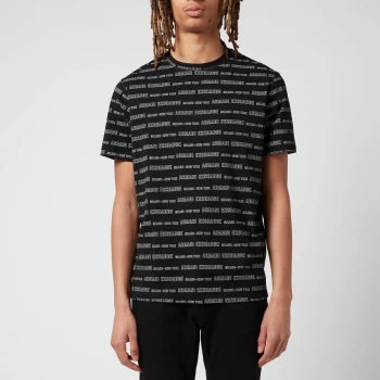 Image of Armani Exchange Mens All Over Logo Crewneck T-Shirt - Black - M