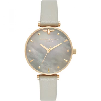 Image of Queen Bee Grey Mother Of Pearl Steel Grey & Gold Watch
