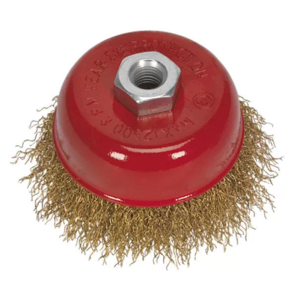 Image of Genuine SEALEY CBC752 Brassed Steel Cup Brush Ø75mm M14 x 2mm