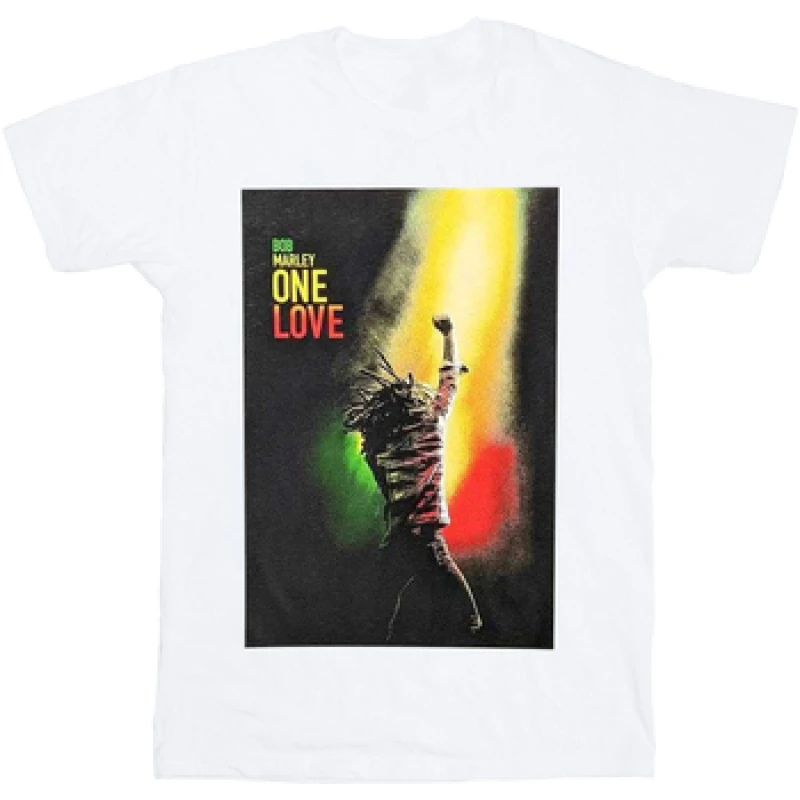 Image of Bob Marley Bob Marley Men One Love Movie Poster T-Shirt in White Size: 2X-large White XXL Male 5063470899227