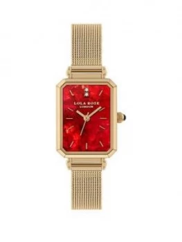 Image of Lola Rose Lola Rose Ruby Diamond Dial Gold Stainless Steel Mesh Strap Ladies Watch