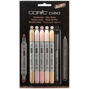 Image of Copic Ciao 5 + 1 Marker Pen Set with a Copic Fineliner Skin Tones Set of 6