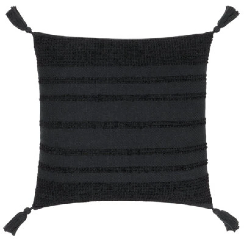 Image of Yard Larch Woven Tasselled Cushion in Black Size: 45cm x 45cm Black Unisex 45cm x 45 cm