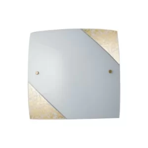 Image of Fan Europe PARIS 3 Light Patterned Glass Flush Ceiling Light Gold 40x40cm