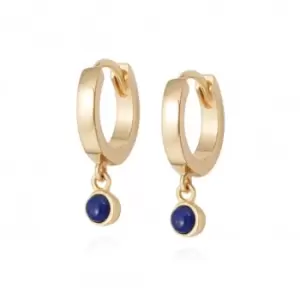Image of Lapis Healing Huggie Hoops 18ct Gold Plate Earrings HE3004_GP