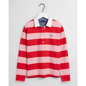 Image of Gant Striped Heavy Rugger Shirt - 667 LAVA RED