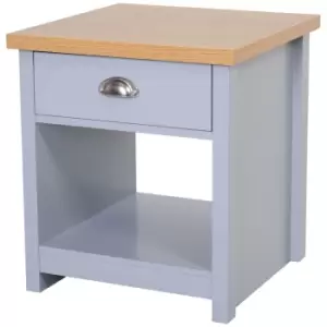 Image of Homcom End Table With Cup Handle Drawer Grey With Oak Effect Top
