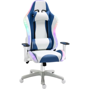 Image of Vinsetto - Video Game Chair w/ LED Light, Bluetooth Speaker Racing Swivel, White