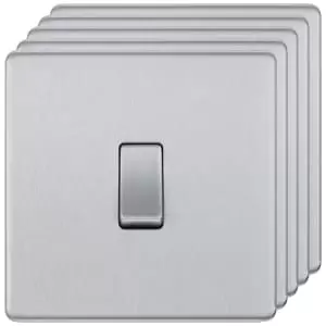 Image of BG 10Ax Screwless Flat Plate Single Switch 2 Way 5 Pack - Brushed Steel