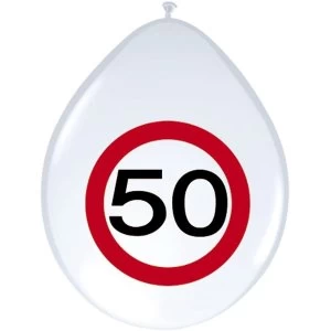 Image of Traffic Sign 50 Balloons (pack Of 8)