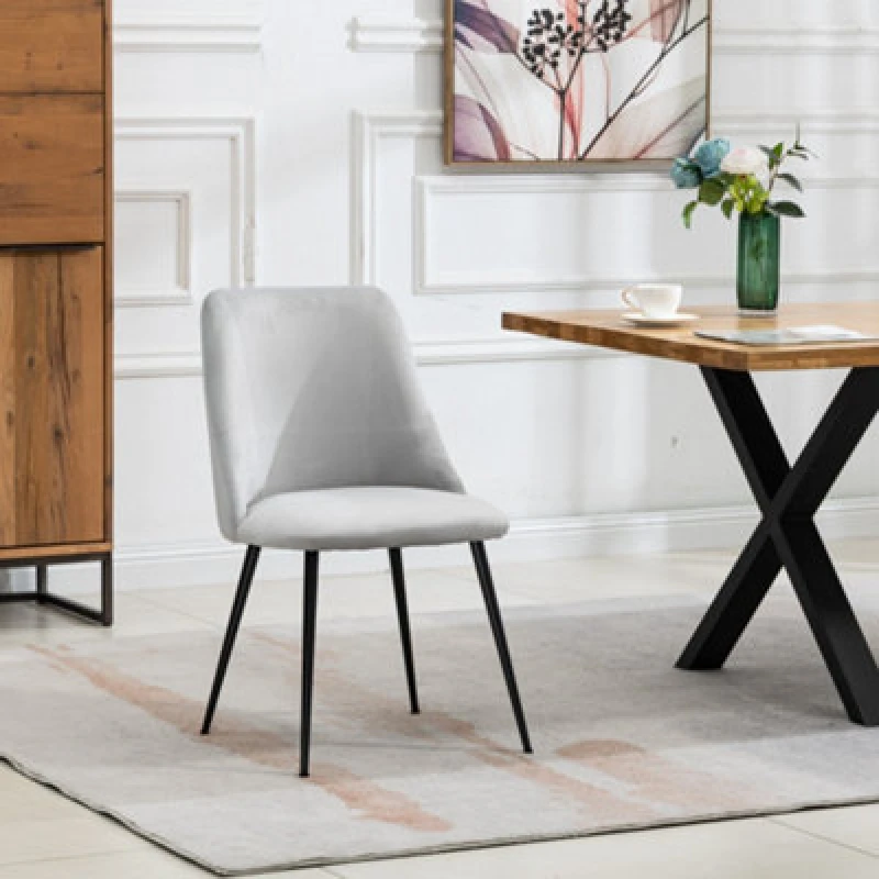 Image of Morandi Velvet Dining Chairs - Set Of 2 - Silver