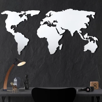 Image of World Map Silhouette - White White Decorative Metal Wall Accessory